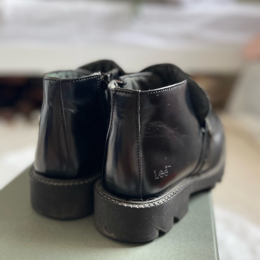 Vintage Lee black leather ankle boots size 40 uk 6.5 alternative fashion - Picture 6 of 9